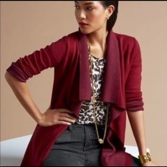 CAbi 3479 Cozy Up Two Tone Drape Open Cardigan XS - Picture 1 of 4